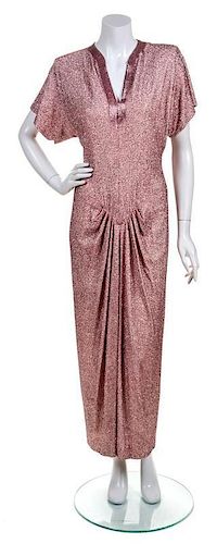 A Pink Glass Beaded Cap Sleeve Gown,