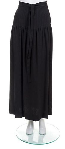 An Yves Saint Laurent Black Pleated Long Skirt, Size 34.