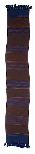 An Yves Saint Laurent Blue and Brown Wool Striped Scarf, 60" x 10".