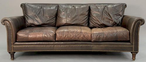 Ferguson Copeland leather sofa. wd. 87"