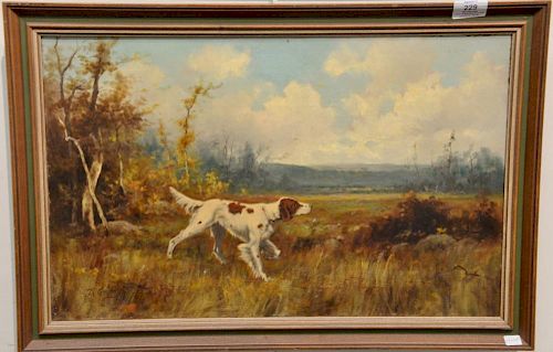 Thomas Bartholomew Griffin (1858-1918) Landscape with Pointer, oil on canvas, signed lower left T.B. Griffin, 14" x 22".