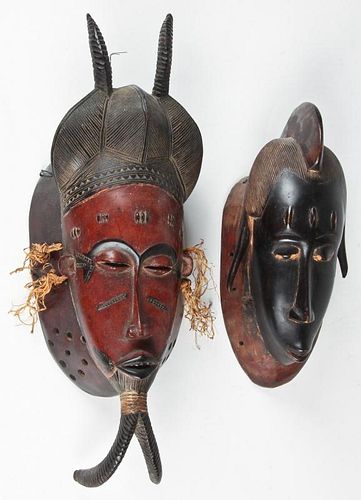 2 Guro Masks. Ivory Coast
