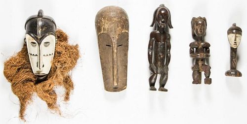 5 African Fang Carved Wood Artifacts