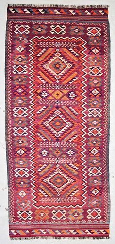 Semi-Antique Central Asian Kilim: 4'7'' x 10'2'' (140 x 310 cm)