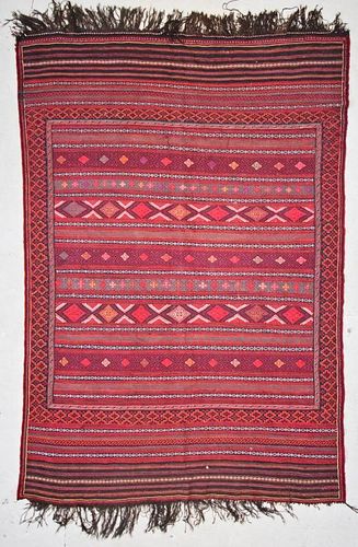 Vintage Afghan Kilim: 6'7'' x 9'3'' (201 x 282 cm)