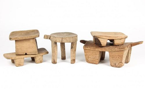 5 Old West African Village Stools