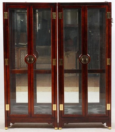 TWO CHINESE GLASS CURIO CABINETS