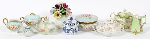 FRENCH, GERMAN & ENGLISH PORCELAIN TABLE ARTICLES