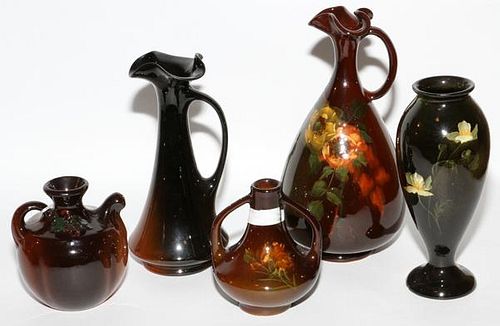 AMERICAN POTTERY VASES EARLY 20TH C. FIVE