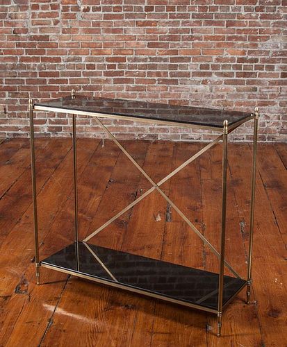 Directoire Style Brass and Black Granite Hall Table