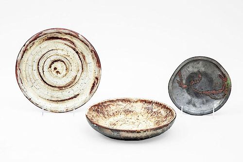 Mark Keram American Studio Ceramics Bowl and Two Plates