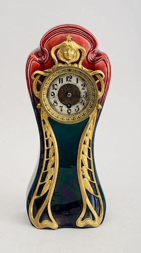 European Art Nouveau Gilt-Metal-Mounted Mantle Clock