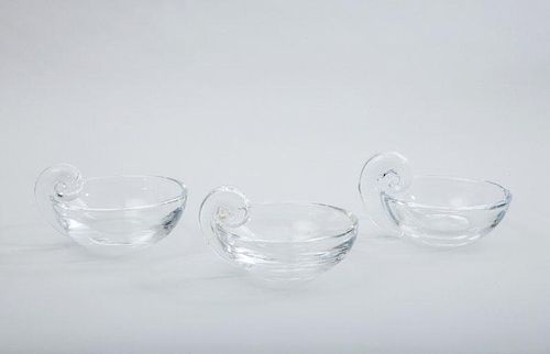 Three Steuben Glass Shell-Shaped Bowls