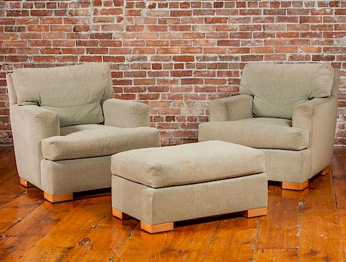 John Hutton / Donghia Pair of Armchairs and an Ottoman