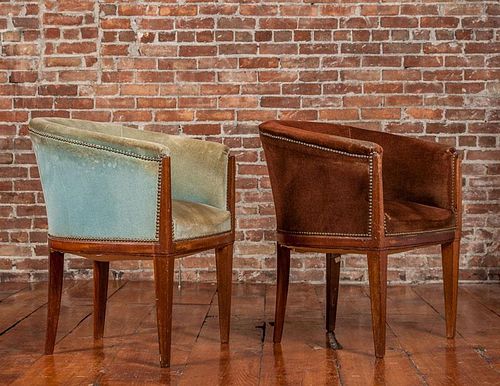 Pair of Continental Art Deco Mahogany Tub Chairs