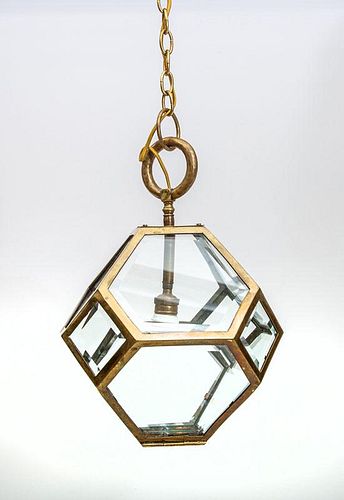 Brass and Beveled Glass Pendant Fixture