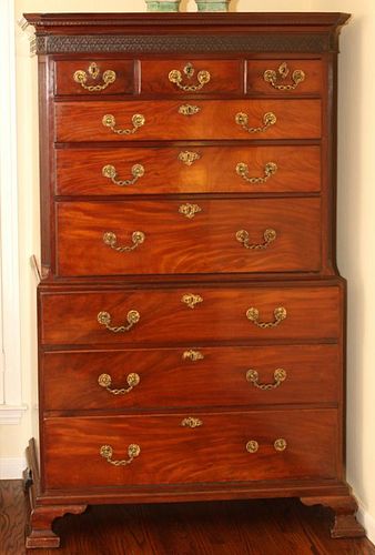 GEORGE II MAHOGANY CHEST-ON-CHEST C. 1750
