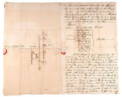 Important Revolutionary War Naval Document, Official Record of the Court Martial of Captain Whipple, Signed by John Paul Jones and Other Naval and Mar