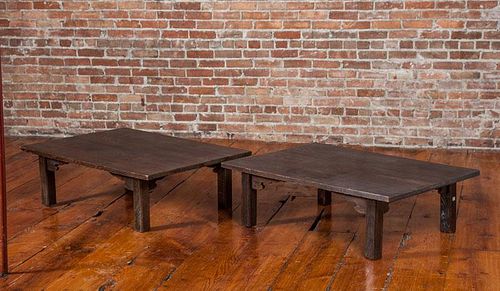 Pair of Japanese Elm Low Tables