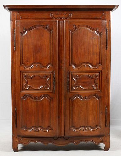 FRENCH CARVED WALNUT ARMOIRE