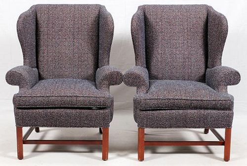 HICKORY CHAIR CO. WINGBACK CHAIRS & OTTOMAN