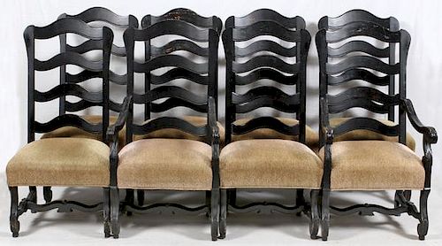 CENTURY FURNITURE LADDER BACK DINING CHAIRS EIGHT