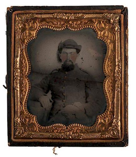 Sixth Plate Ambrotype of Confederate Cavalryman 