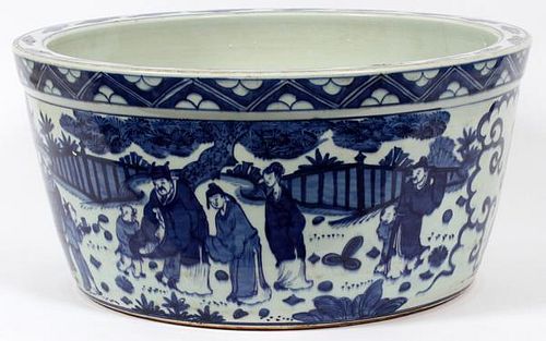 CHINESE BLUE & WHITE HAND-PAINTED PORCELAIN BOWL