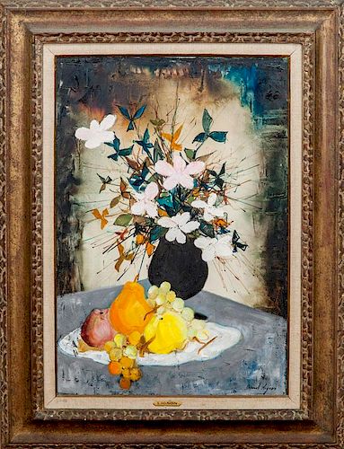 Bernard Lignon (b. 1928): Still Life with Flowers and Fruit