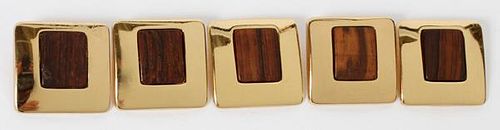 CHRISTIAN DIOR GOLD TONE & WOOD PAIR OF EARCLIPS