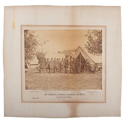 President Lincoln at Battlefield of Antietam, Photograph by Alexander Gardner, Descended in the Family of Gen. Fitz John Porter 