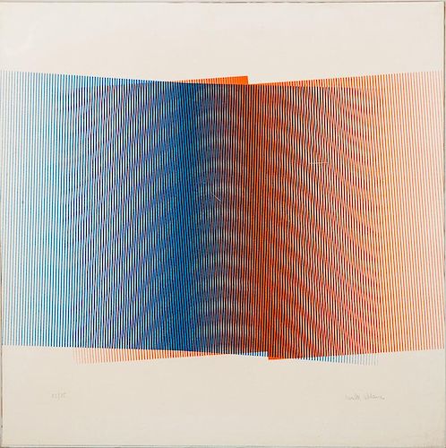 Walter Leblanc (1932-1986): Composition en Blue et Orange
