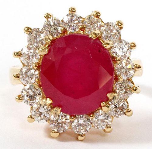 9.4CT NATURAL RUBY AND DIAMOND RING