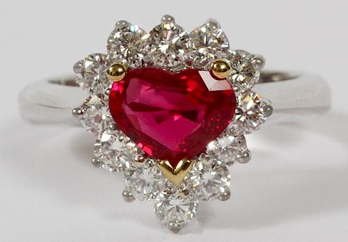 1.36CT NATURAL RUBY AND DIAMOND RING