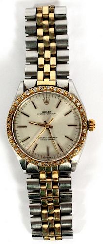 ROLEX OYSTER PERPETUAL STAINLESS STEEL, DIAMONDS WRIST WATCH