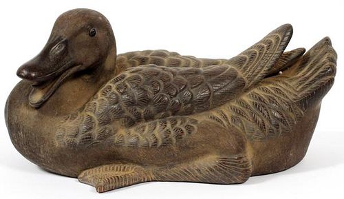 CHINESE BROWN PORCELAIN DUCK