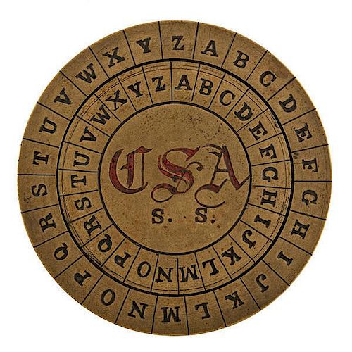 Exceptionally Rare Confederate Cipher Disc 
