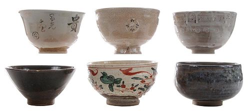 Six Stoneware [Chawan] or Tea Bowls