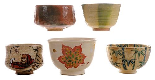 Five Stoneware [Chawan] or Tea Bowls