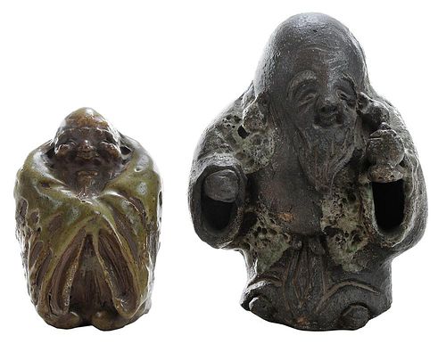 Two Stoneware Good Fortune Figures
