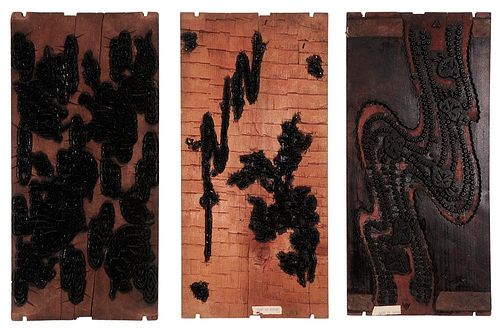 Three Vintage Wooden Fabric Stencils
