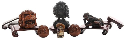Thiteen Miniatures Including Netsuke