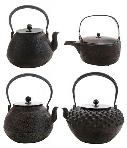 Three Iron [Tetsubin] Tea Kettles and