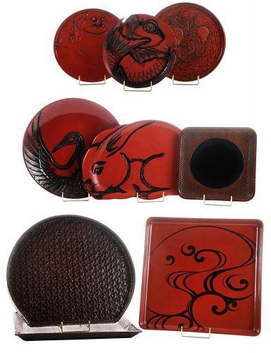 Nine Lacquer Trays for Traditional