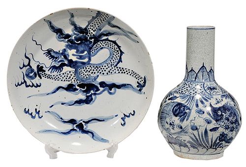 Yuan/Ming-Style Porcelain Plate and