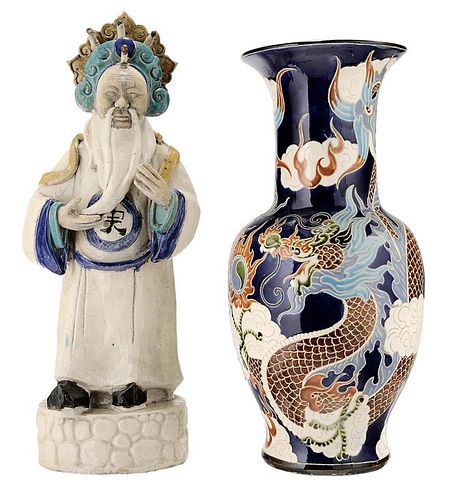 Large Stoneware Garden Figure and Vase