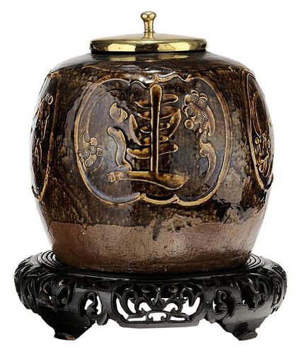 Large Stoneware Jar with Dramatic