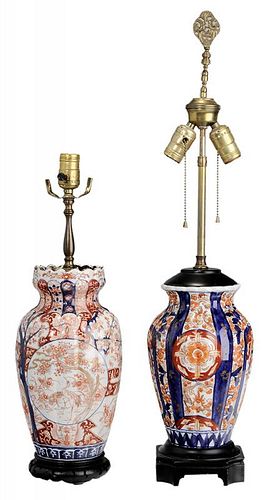 Two Imari Vases Converted to Lamps