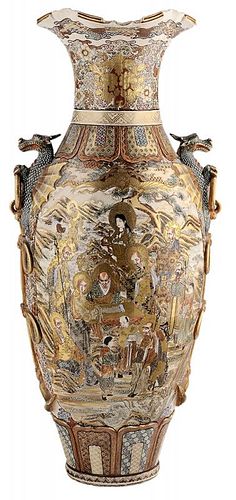 Monumental Satsuma Dragon Palace Vase