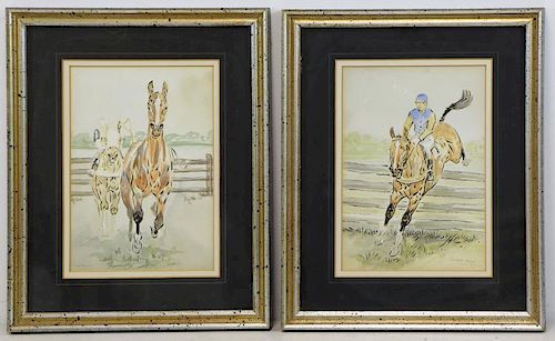 BROWN, Paul. Pair of Equestrian Watercolors.